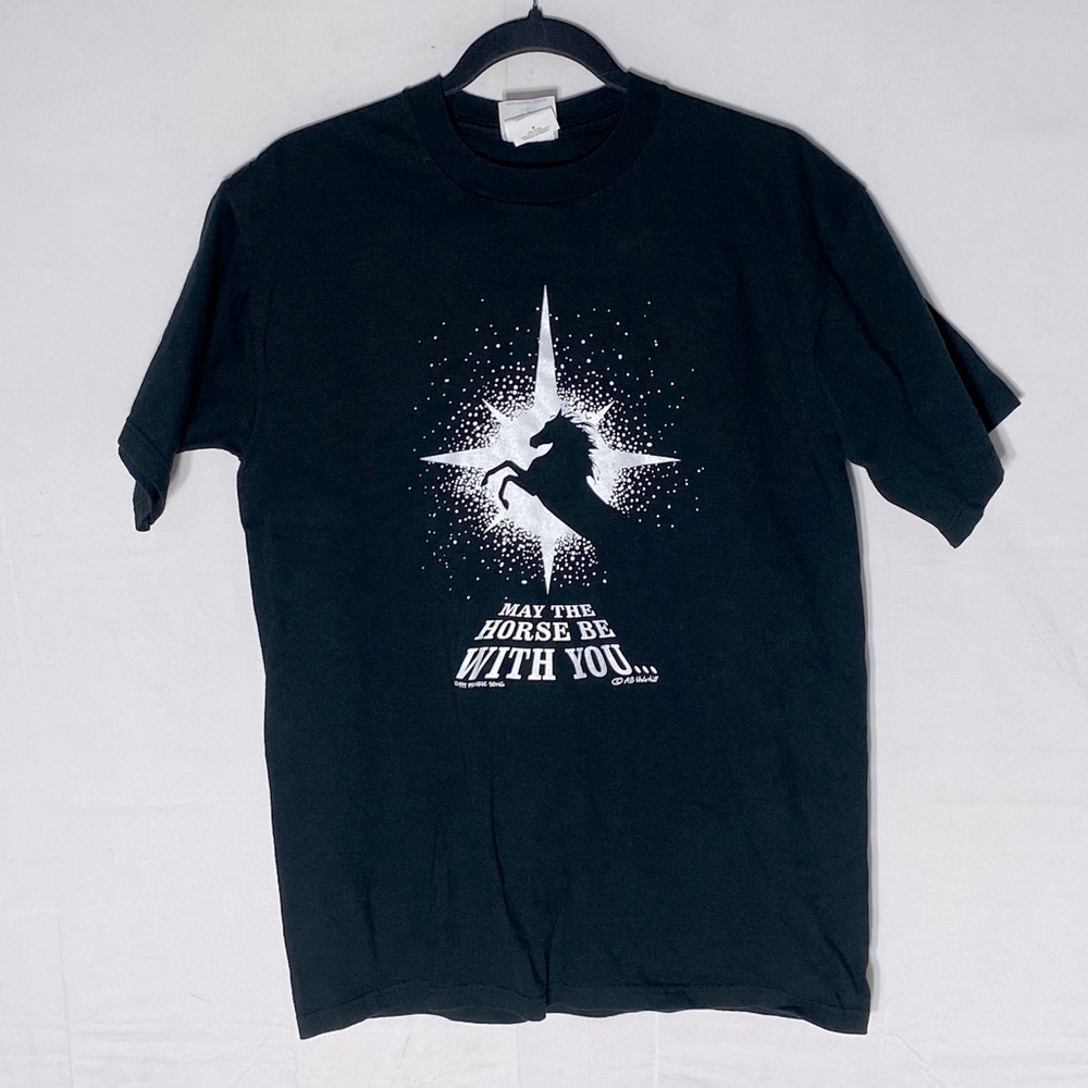 Vintage 99 Jerzees Prairie Song May the Horse Be With You Graphic T Shirt M